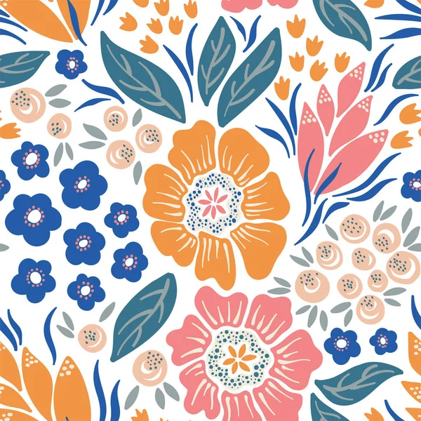 Flor colorido vector sin costura textura de fondo patrón. — Archivo Imágenes Vectoriales