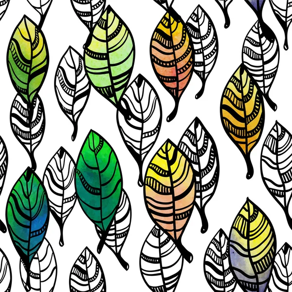 Aquarelle stylisée feuilles motif sans couture — Image vectorielle