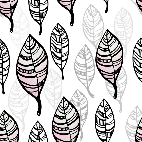 수채화 양식된 잎 원활한 패턴 — 스톡 벡터