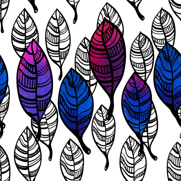 Aquarelle stylisée feuilles motif sans couture — Image vectorielle