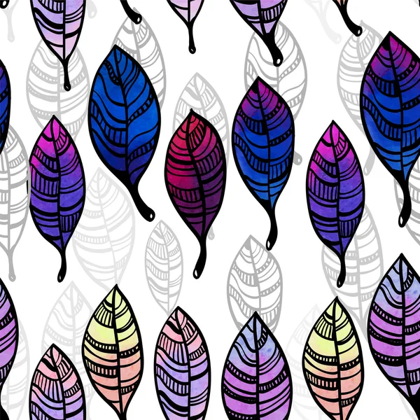 Aquarelle stylisée feuilles motif sans couture — Image vectorielle