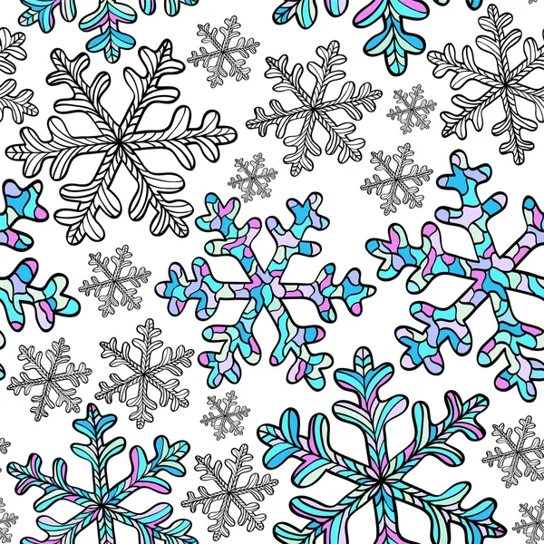 Seamless pattern with falling snowflakes — Stock Vector