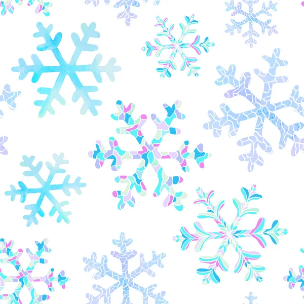 Motif sans couture avec des flocons de neige tombant — Image vectorielle