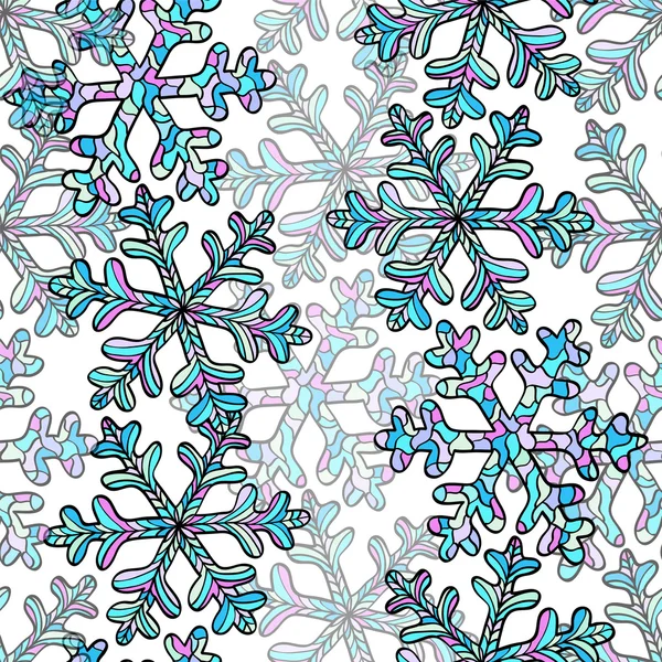 Seamless pattern with falling snowflakes — Stock Vector