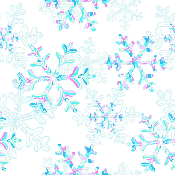 Seamless pattern with falling snowflakes — Stock Vector