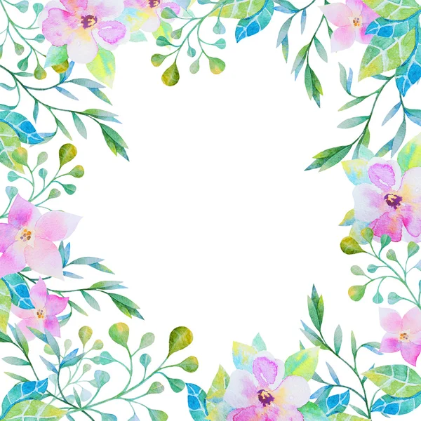 Suluboya çiçekli çerçeve