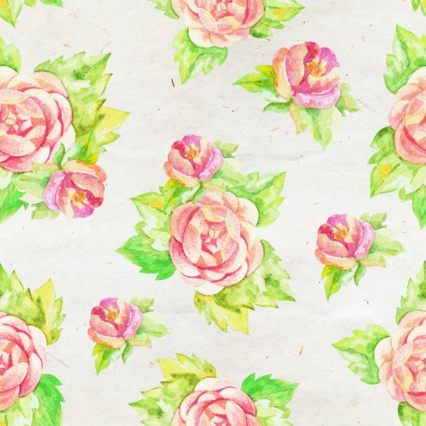 Watercolor seamless pattern with roses — Stock Photo, Image