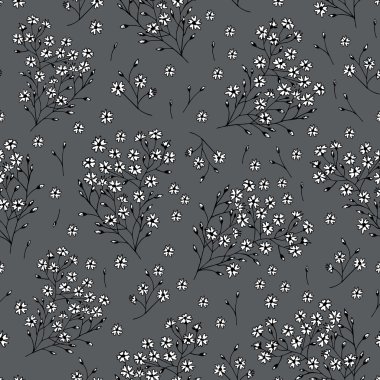Çiçekli siyah beyaz desenli