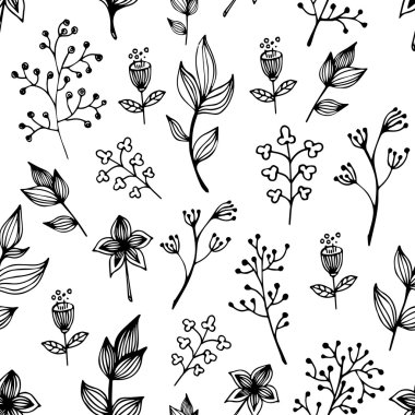 Çiçekli siyah beyaz desenli