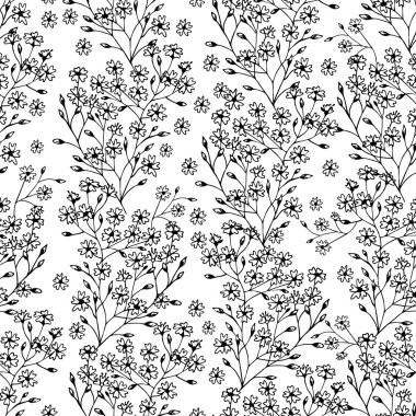 Çiçekli siyah beyaz desenli