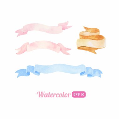 Watercolor ribbon set clipart