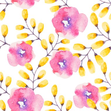 Suluboya çiçek seamless modeli