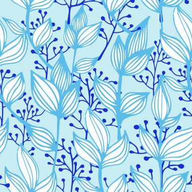 Mavi tonlarında çiçek seamless modeli