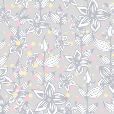 Çiçek öğeleri ve yaprakları ile Seamless Modeli