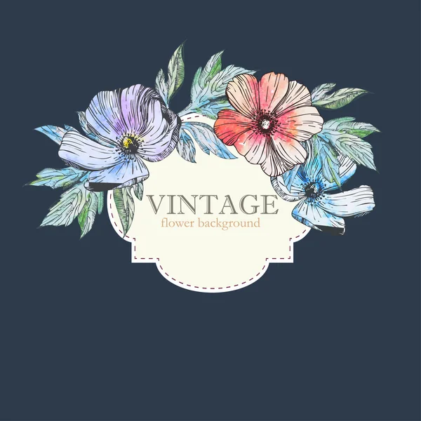 Uitnodigingskaart met vintage bloemen — Stockvector