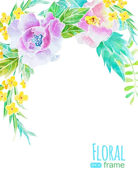 水彩画の花のフレーム — ストックベクタ