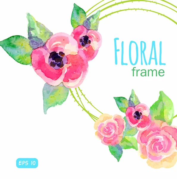 Modello con bellissimi fiori ad acquerello — Vettoriale Stock