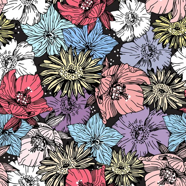 Texture motif fleur graphique vintage — Image vectorielle