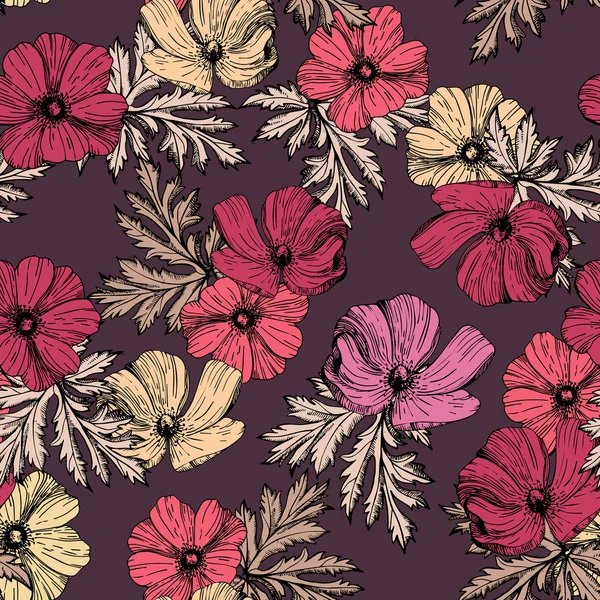 Modèle sans couture avec des fleurs — Image vectorielle