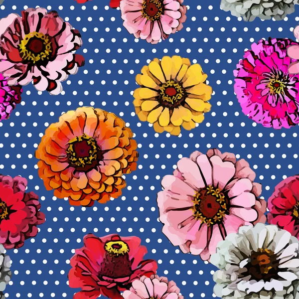 Patrón de flor sin costuras con fondo de puntos — Archivo Imágenes Vectoriales