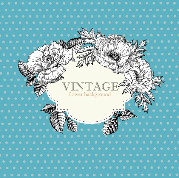 Moldura vintage com flores aquarela — Vetor de Stock