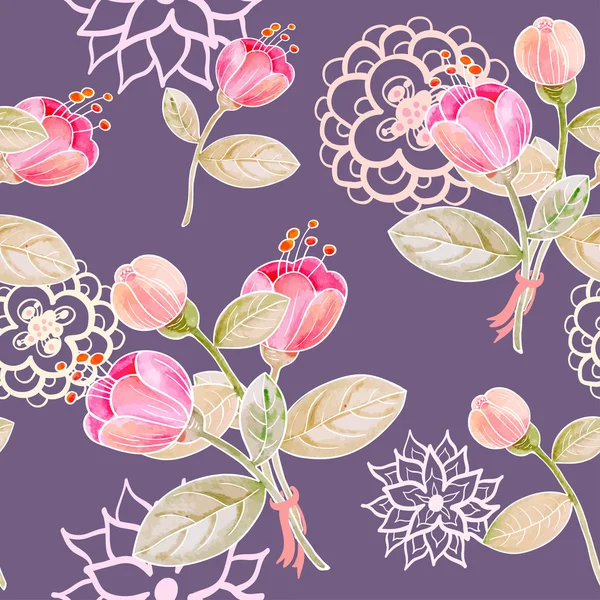 Seamless pattern with flowers — Stock Vector