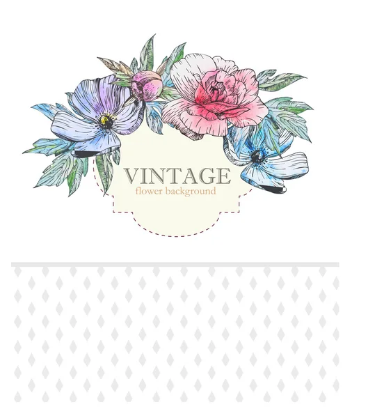 Tarjeta de invitación con flores vintage — Vector de stock
