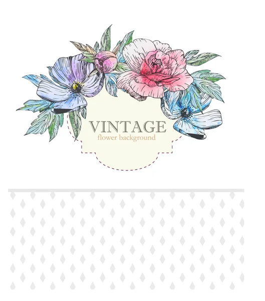 Cartão de convite com flores vintage — Vetor de Stock