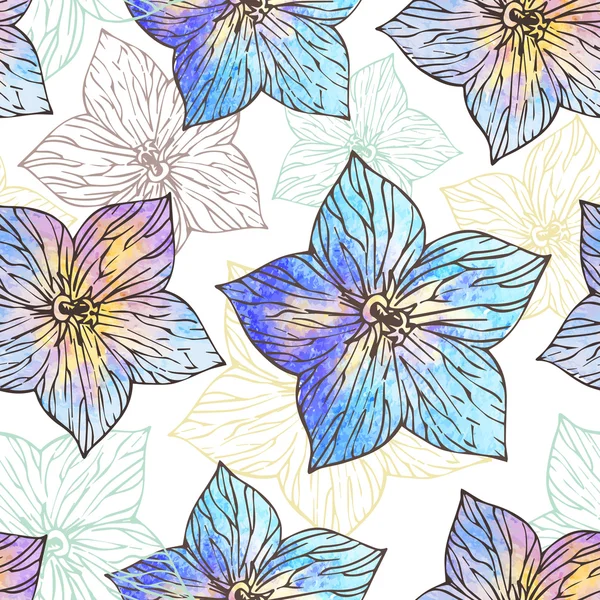 Vzorek s krásnými květinami akvarel — Stockový vektor