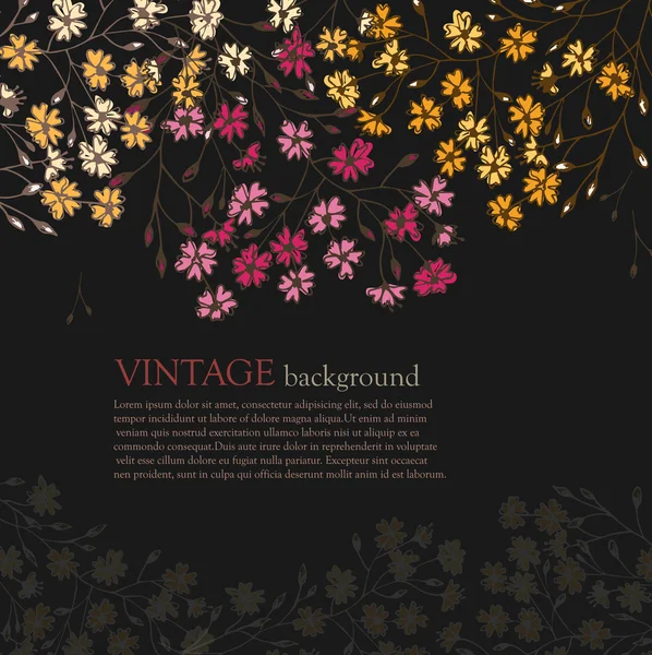 Biglietto d'invito con fiori vintage — Vettoriale Stock