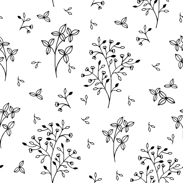 花のある黒と白のシームレスなパターン — ストックベクタ