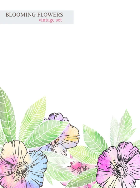 Patroon met prachtige aquarel bloemen — Stockvector