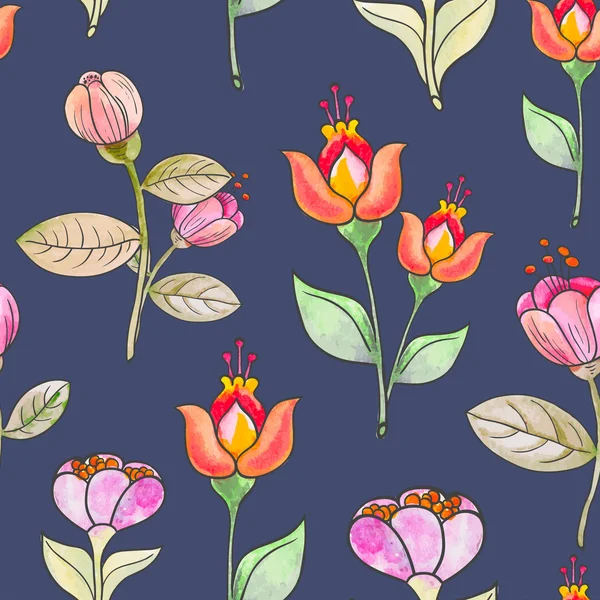 Aquarelle motif floral sans couture — Image vectorielle