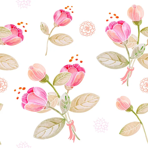 Pattern with beautiful watercolor flowers — Stock Vector