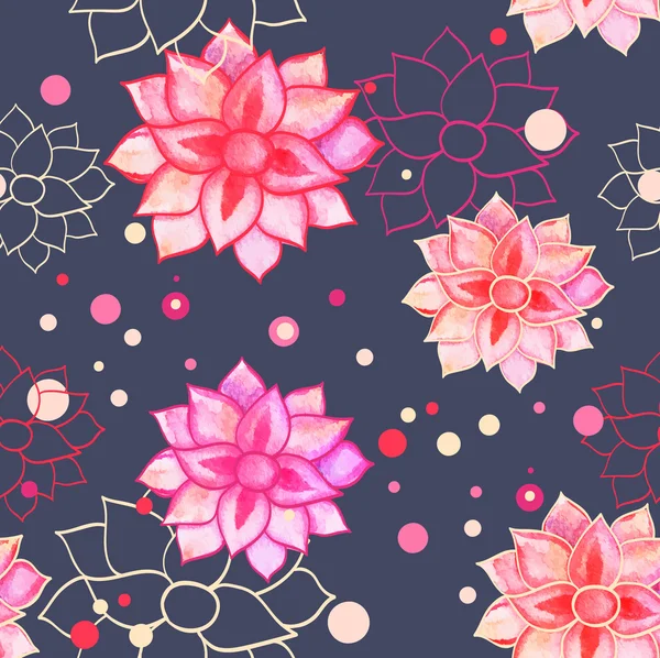 Seamless pattern with watercolor flowers — Stock Vector