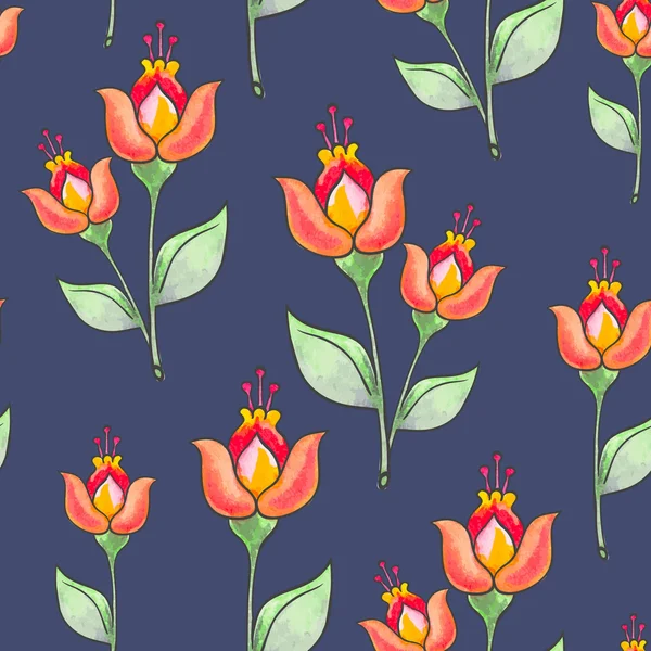 Naadloos patroon met aquarelbloemen — Stockvector