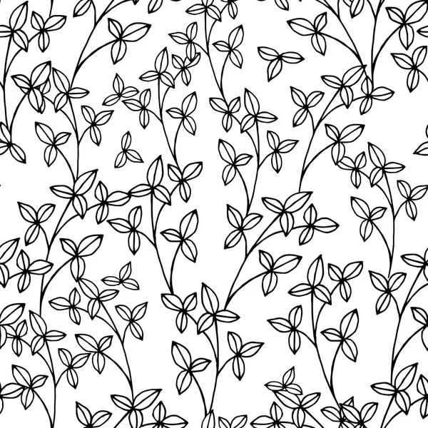 Motif sans couture noir et blanc avec des fleurs — Image vectorielle