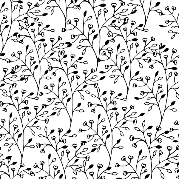 Чорно-білий безшовний візерунок з квітами — стоковий вектор