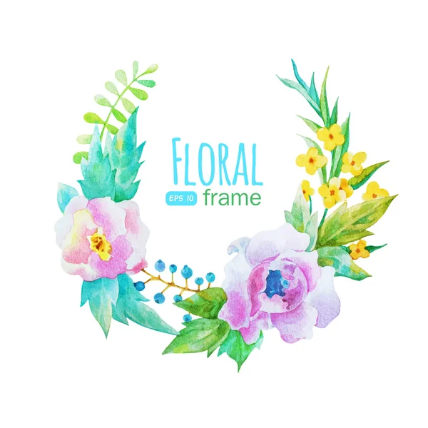 Suluboya çiçekli çerçeve