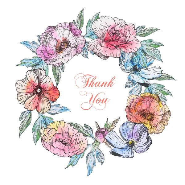 Çelenk suluboya çiçekli