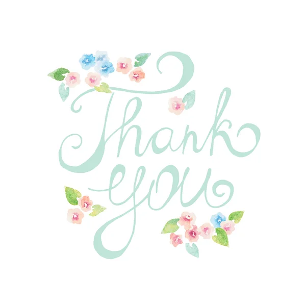 Thank you lettering with watercolor — Stock Vector