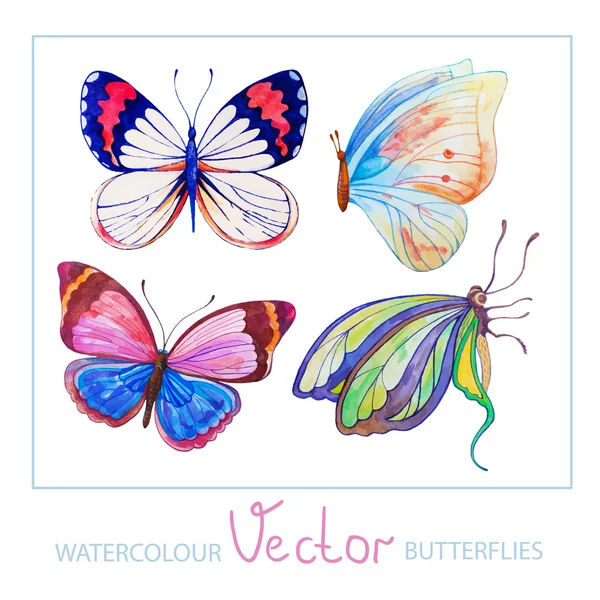Conjunto de borboletas aquarela — Vetor de Stock