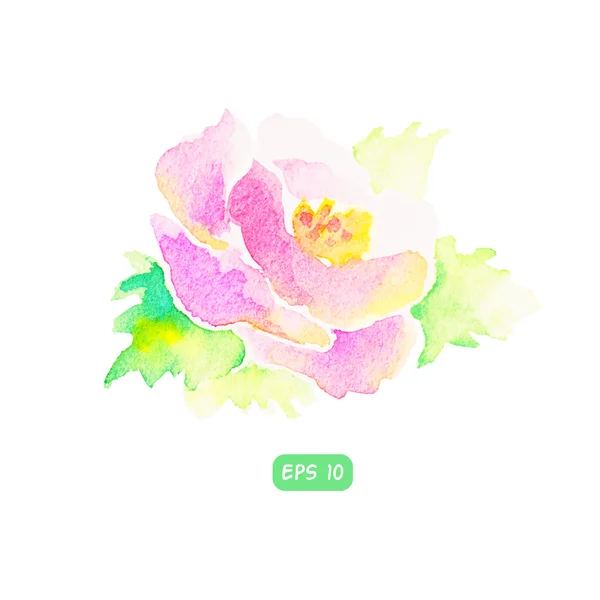 Flor aquarela com folhas —  Vetores de Stock