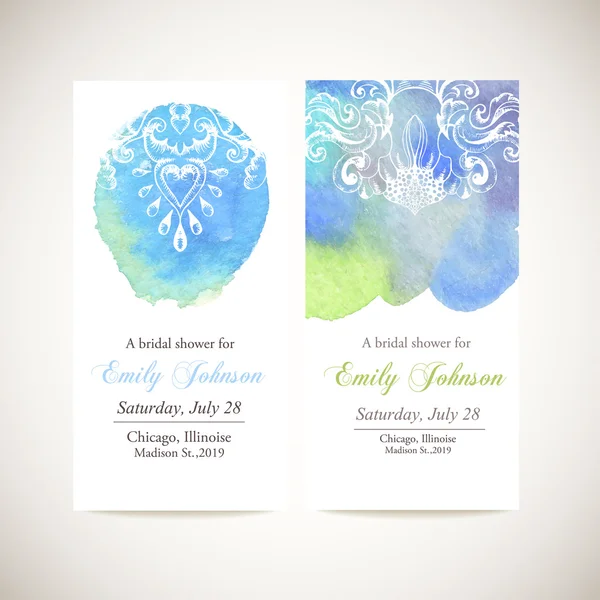 Set of invitations with watercolor elements — Stock Vector