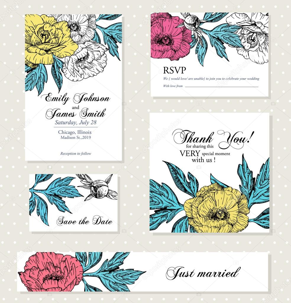 Invitation cards with vintage flowers