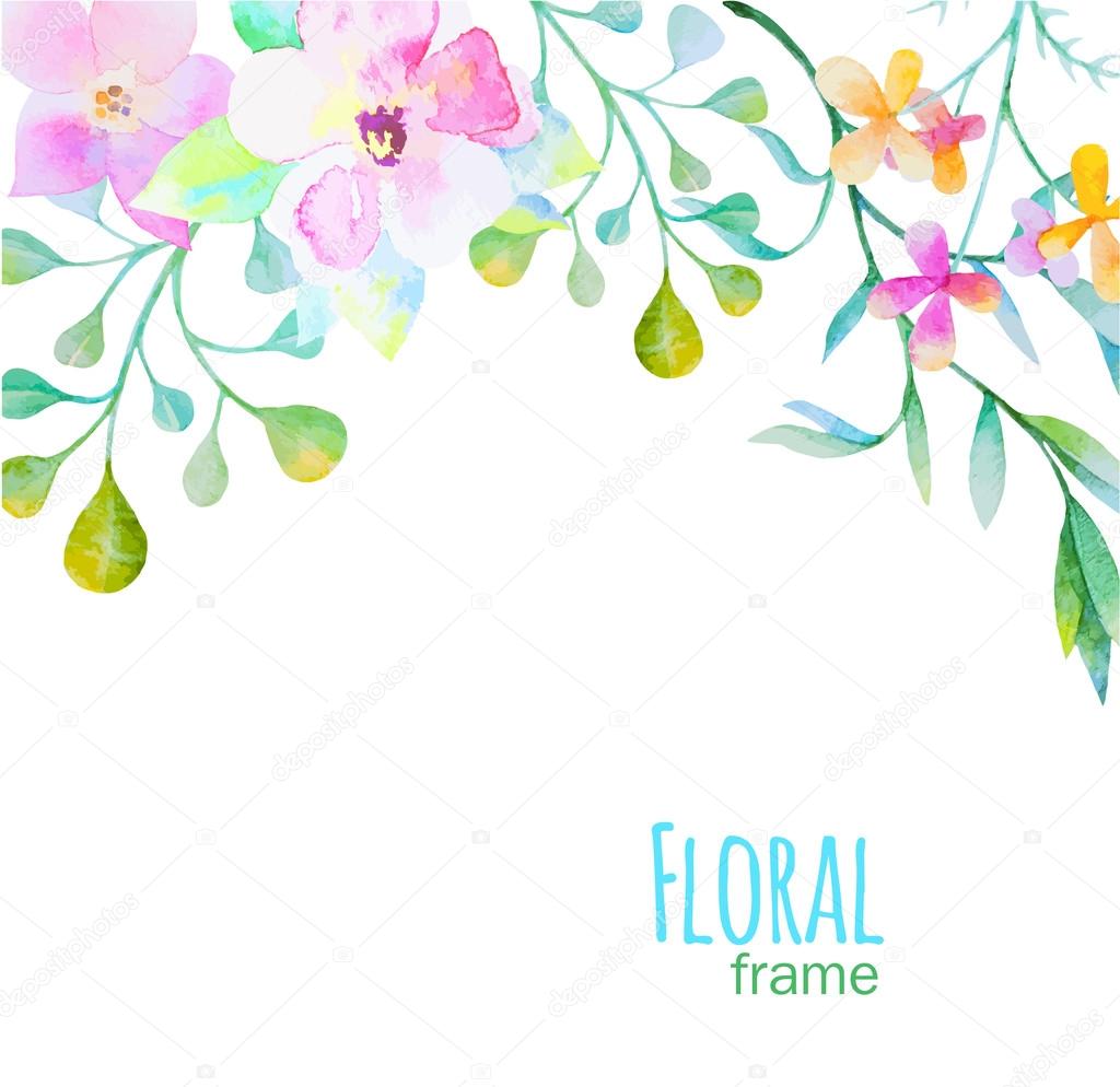 Frame with watercolor flowers