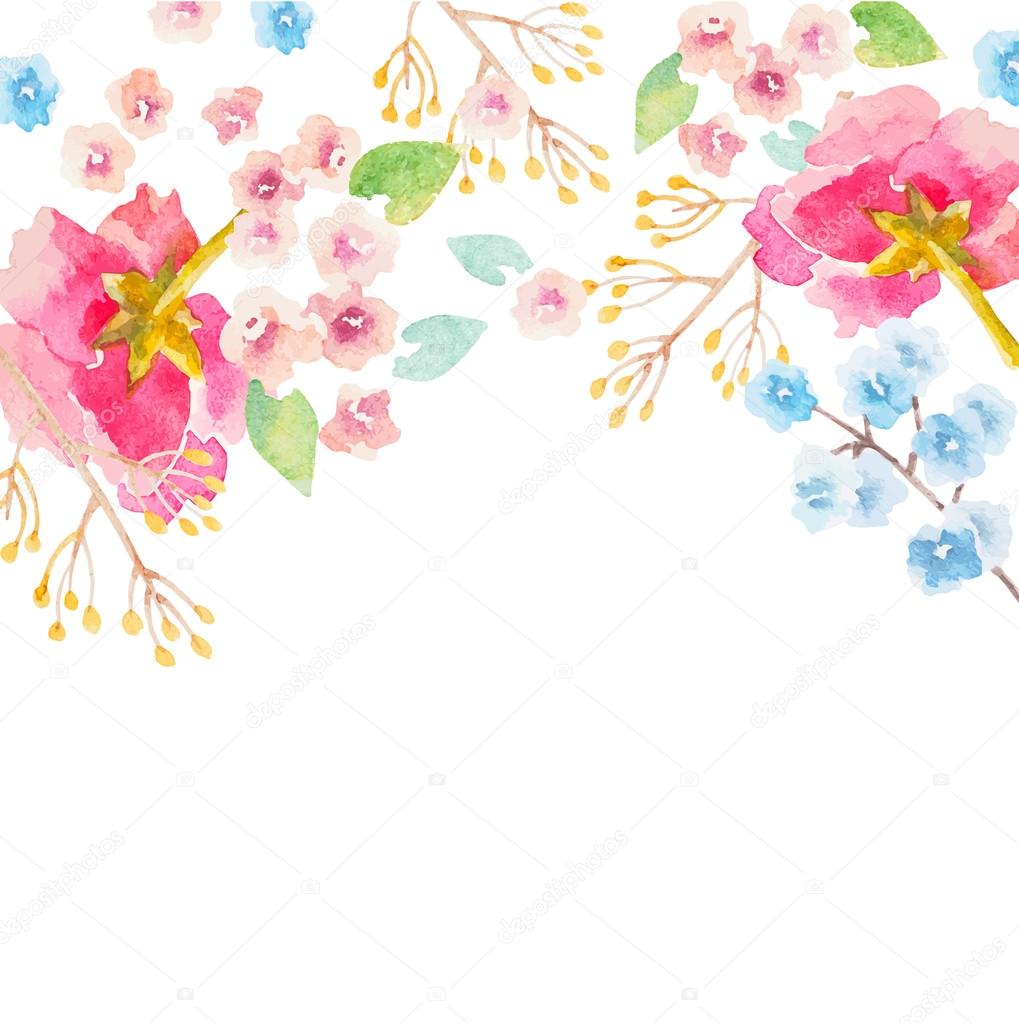 Pattern with beautiful watercolor flowers