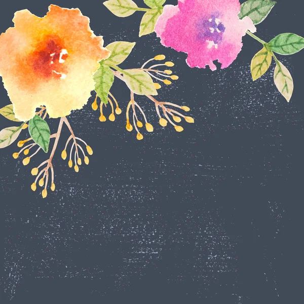 Carte d'invitation avec des fleurs d'aquarelle pour votre jour de mariage — Image vectorielle