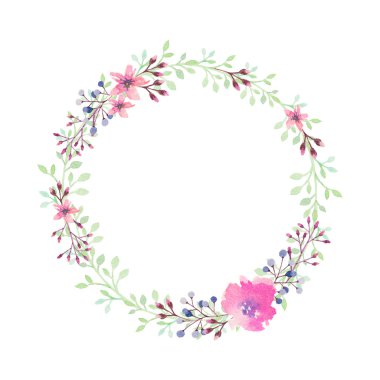  Suluboya çiçek çelenk el çekilmiş