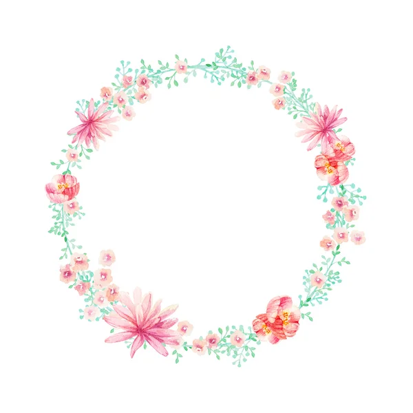 Hand drawn watercolor flower wreath — Stock Photo, Image